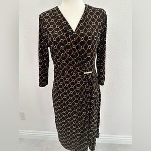 Charter Club Black and Gold Chain Pattern Dress